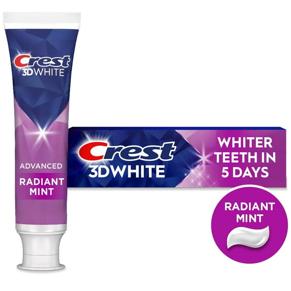 Crest 3D White Advanced Radiant Mint Teeth Whitening Toothpaste, 3.3 oz