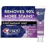 Crest 3D White Advanced Teeth Whitening Toothpaste, Radiant Mint, 3.3 oz