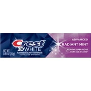 Crest 3D White Advanced Teeth Whitening Toothpaste, Radiant Mint, .85 oz 4 Pack
