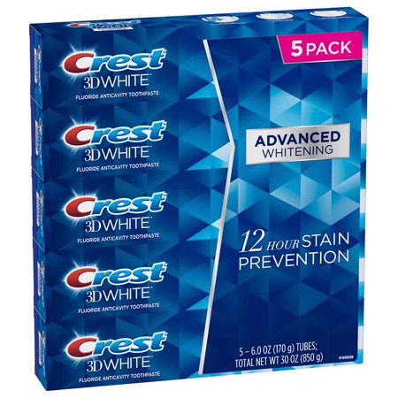 Crest 3D White Advanced Whitening Toothpaste 5 pack (5.6oz each - total 28 oz)