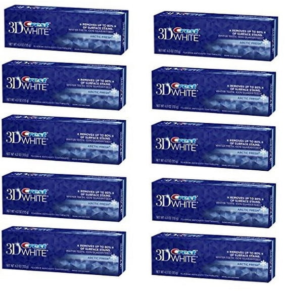 Crest 3D White Arctic Fresh Anticavity Teeth Whitening Toothpaste, 10 Tubes