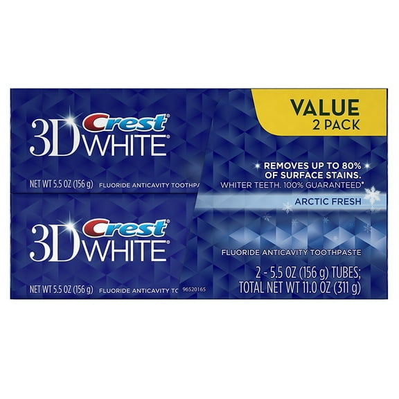 Crest 3D White Arctic Fresh Icy Cool Mint Flavor Whitening Toothpaste, 2 Ct, 5.5 Oz