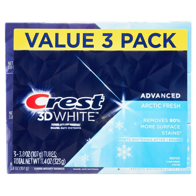 Crest 3D White Arctic Fresh Teeth Whitening Toothpaste, 3.8 oz, 3 Pack