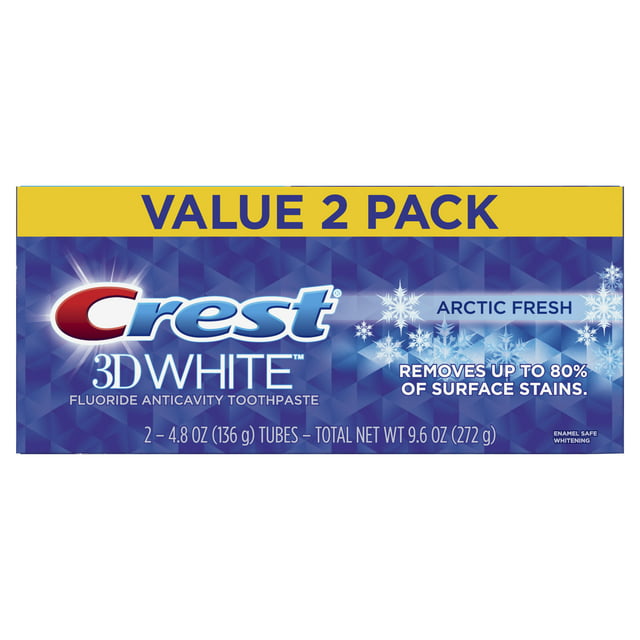 Crest 3D White Arctic Fresh Whitening Toothpaste, Icy Cool Mint, 4.8 oz (Pack of 2)