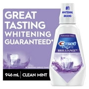 Crest 3D White Brilliance Alcohol Free Whitening Mouthwash, Clean Mint, 33.8 fl oz