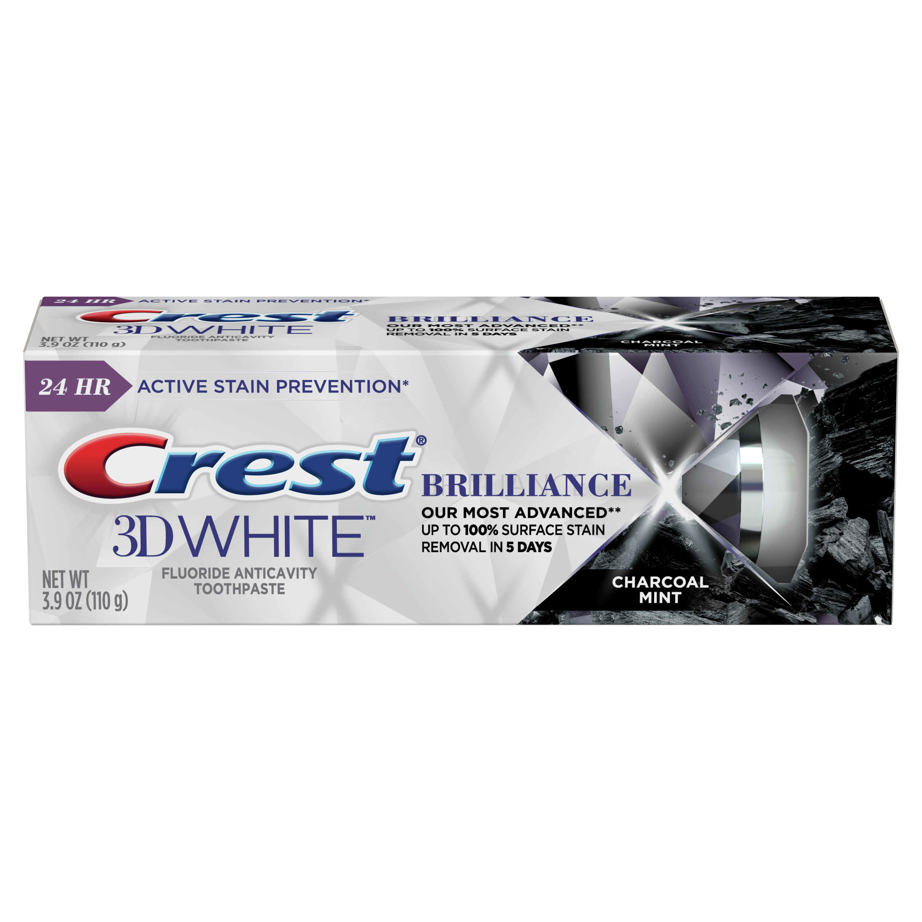 Crest 3D White Brilliance Charcoal Teeth Whitening Toothpaste, Mint, 3.9 oz - image 1 of 11