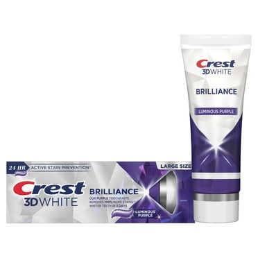 Crest 3D White Brilliance Luminous Purple Teeth Whitening Toothpaste, 4.6 oz, Anticavity Fluoride Toothpaste, 100% More Surface Stain Removal, 24 Hour Active Stain Prevention