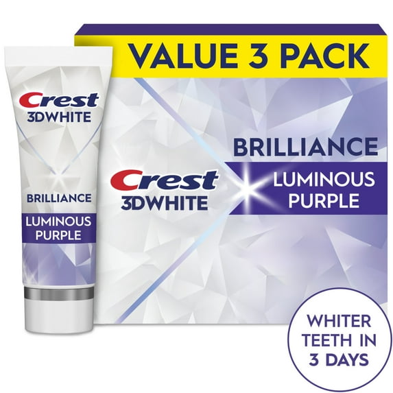 3D White Brilliance Luminous Purple Teeth Whitening Toothpaste, 4.6 oz Pack of 3