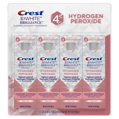 Crest 3D White Brilliance Teeth Whitening Toothpaste with Fluoride (3 Oz, 4 Pk)