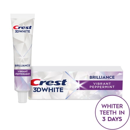 Crest 3D White Brilliance Vibrant Peppermint Teeth Whitening Toothpaste, 2.4 oz