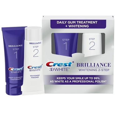 Crest 3D White Brilliance + Whitening Two-Step Toothpaste, Mint, 4.0 oz and 2.3 oz