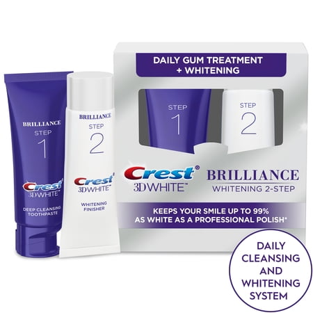 Crest Toothpaste, 3D White Brilliance + Whitening Two-step Toothpaste, 85 mL and 63 mL Tubes
