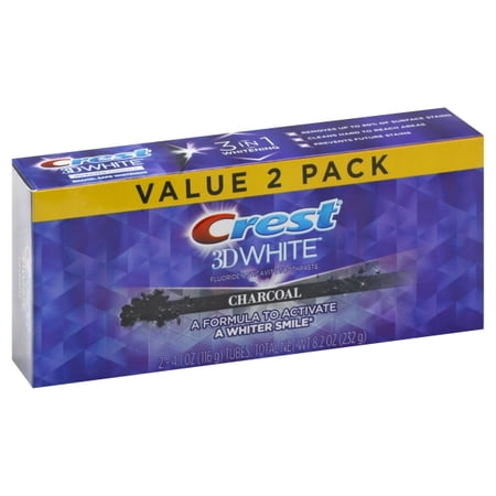 Crest 3D White, Charcoal Whitening Toothpaste, Mint, 4.1 oz, 2 Pk