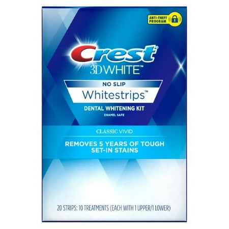 Crest 3D White Dental Whitening Classic Vivid 10 Treatments 30-Minute Whitestrips Kit (Pack of 3)