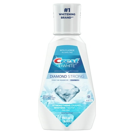 Crest 3D White Diamond Strong Alcohol Free Fluoride Mouthwash, Wintermint, 473 mL (16 fl oz)