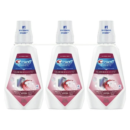 Crest 3D White Glamorous White Alcohol Free Mouthwash Artic Mint 32 Oz, 3 Pack