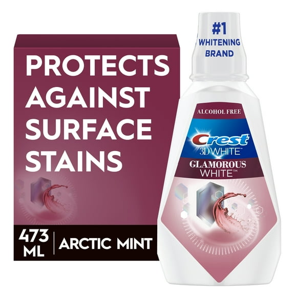 Crest 3D White Glamorous White Alcohol Free Multi-Care Whitening Mouthwash, Arctic Mint, 16 fl oz