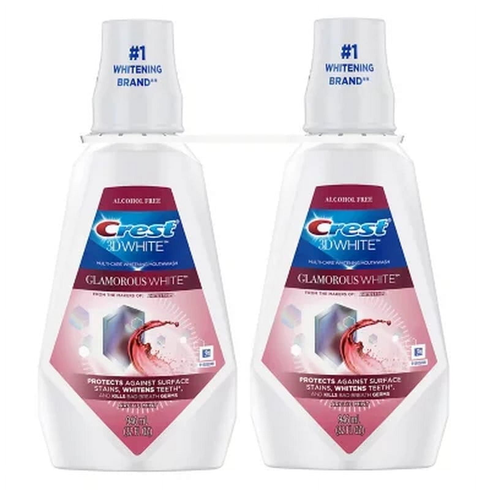 Crest 3D White Glamorous White Alcohol-Free Whitening Mouthwash, Arctic Mint, 32 Oz., 2 Pk.
