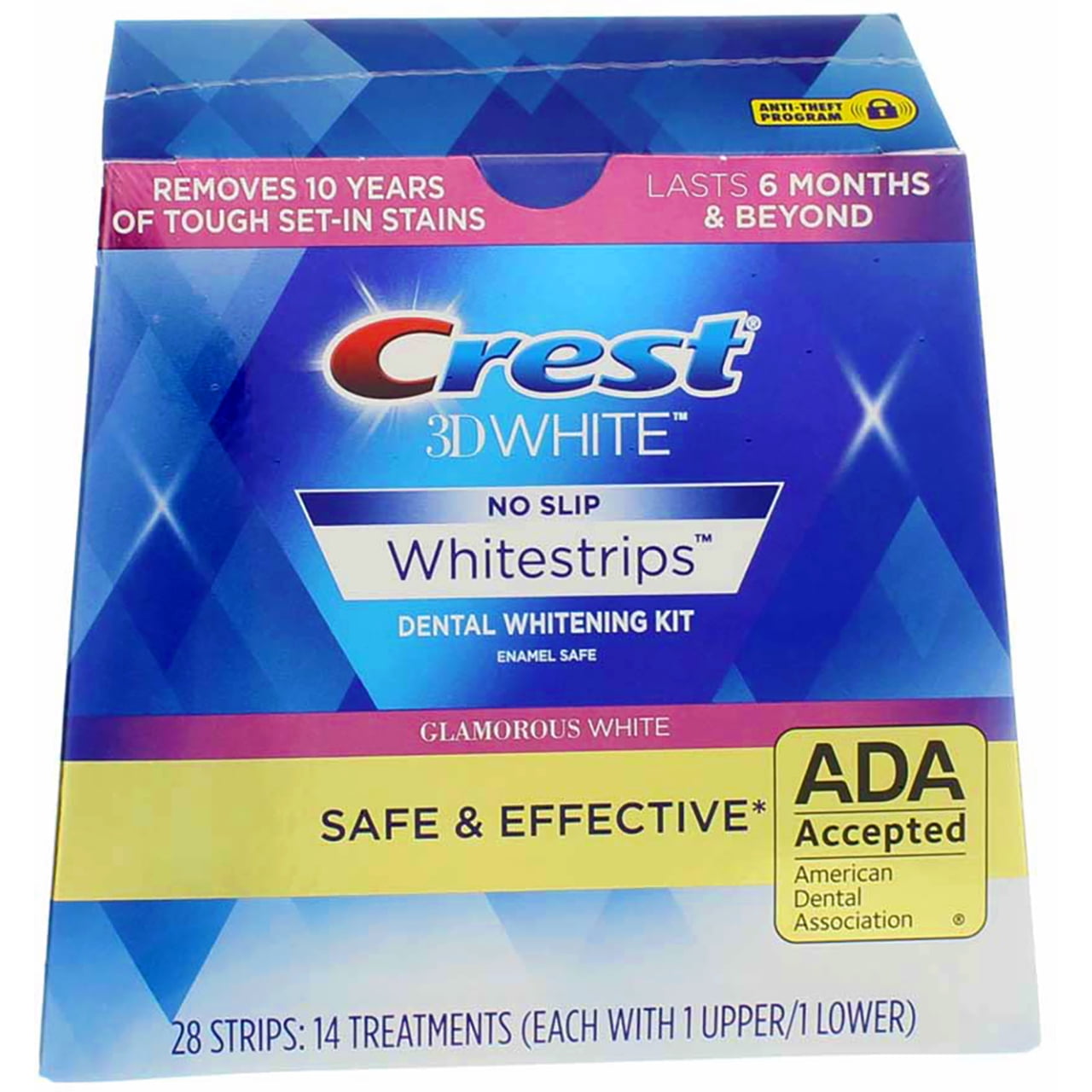 Crest 3D White Glamorous White No Slip Whitestrips, 28 Strips (1 Pack