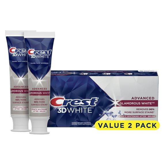 Crest 3D White Glamorous White Teeth Whitening Toothpaste, 3.8 oz, 2 Pk