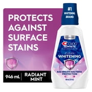 Crest Mouthwash 3D White Clean Whitening, Breath Protection, Alcohol-Free, Radiant Mint Flavor, 32 fl oz