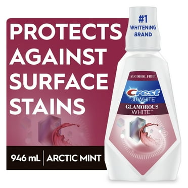 Crest 3D White Glamorous White Whitening Mouthwash, Arctic Mint, 946 mL, Alcohol Free