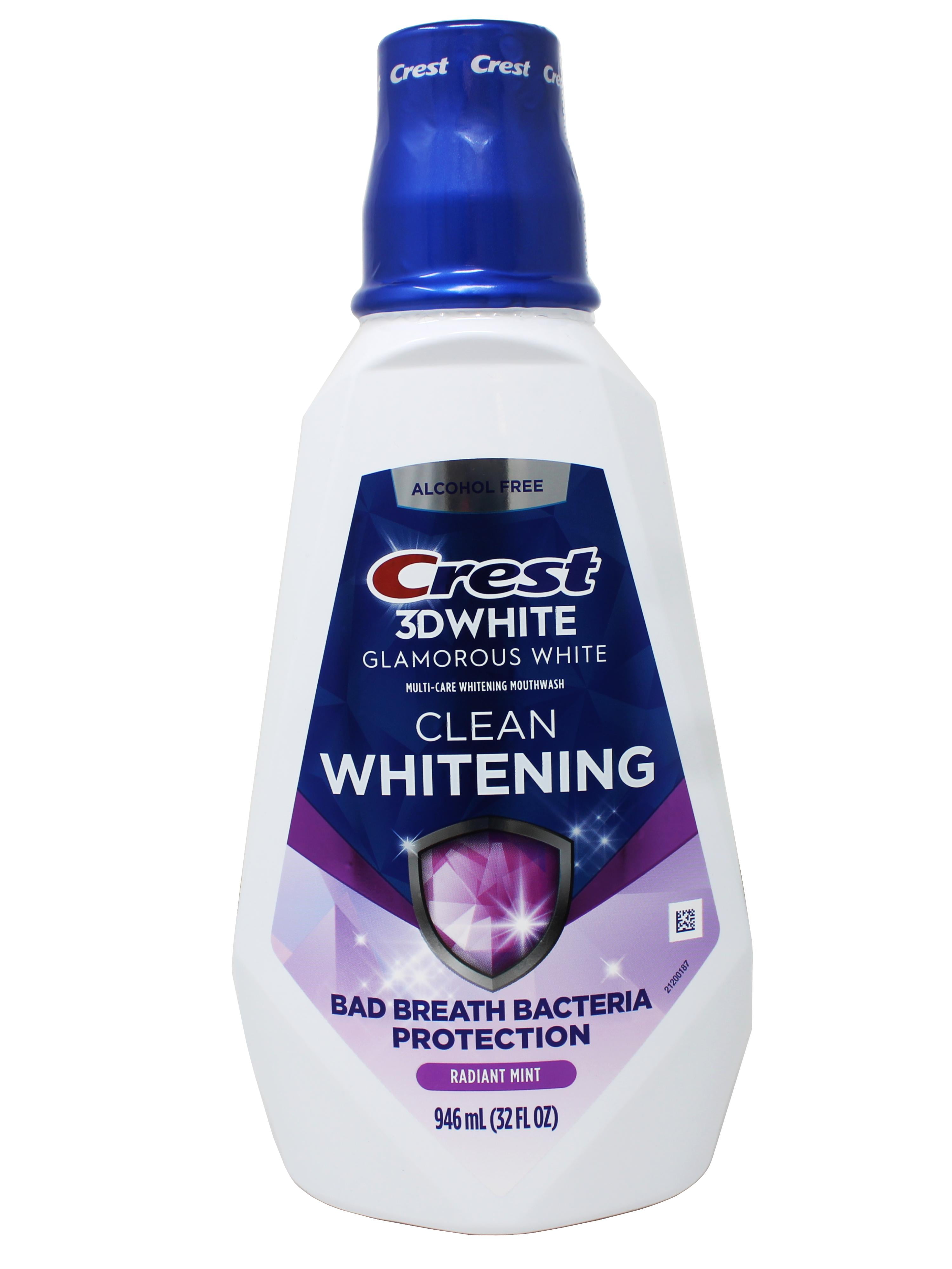 Crest 3D White Glamorous White Mouthwash, Clean Whitening, Multi-Care Whitening Mouthwash, Radiant Mint, 946 ml (32 FL OZ) - 2 Pack