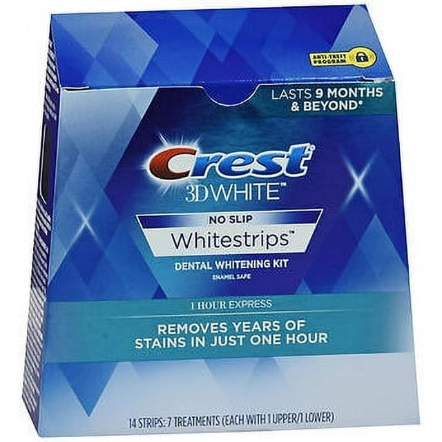 Crest 3D White No Slip Whitestrips Dental Whitening Kit 1 Hour Express