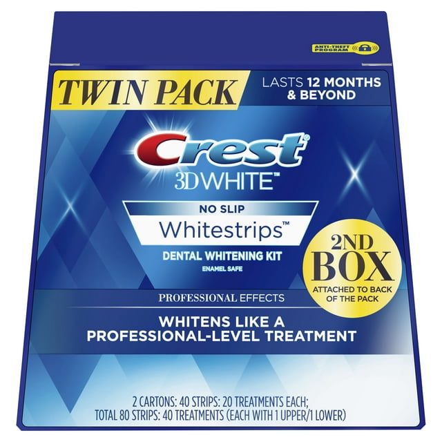 Crest 3D White Professional Effects Whitening Teeth Strips Kit, 40 Treatments (2 Pack)