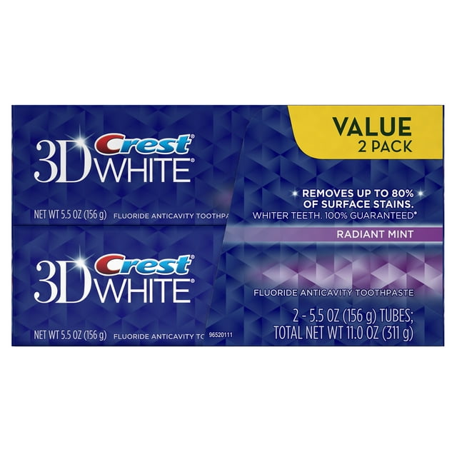 Crest 3D White Radiant Mint Flavor Whitening Toothpaste Twin Pack 11 Oz