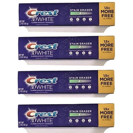 Crest 3D White Stain Eraser Anticavity Fresh Mint Toothpaste 2.3oz 4pack