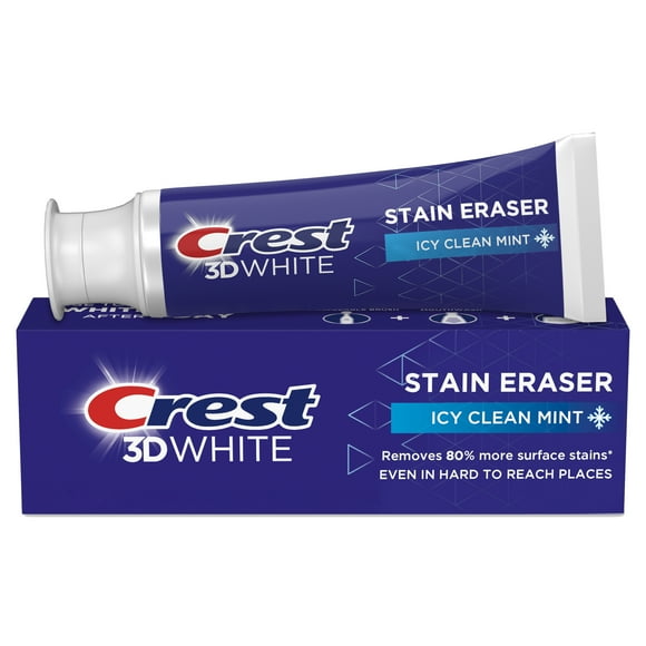 Crest 3D White Stain Eraser Teeth Whitening Toothpaste, Icy Clean Mint, 3.8 oz