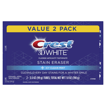 Crest 3D White Stain Eraser Whitening Toothpaste, Icy Clean Mint, 3.5 Oz (2 Pack)