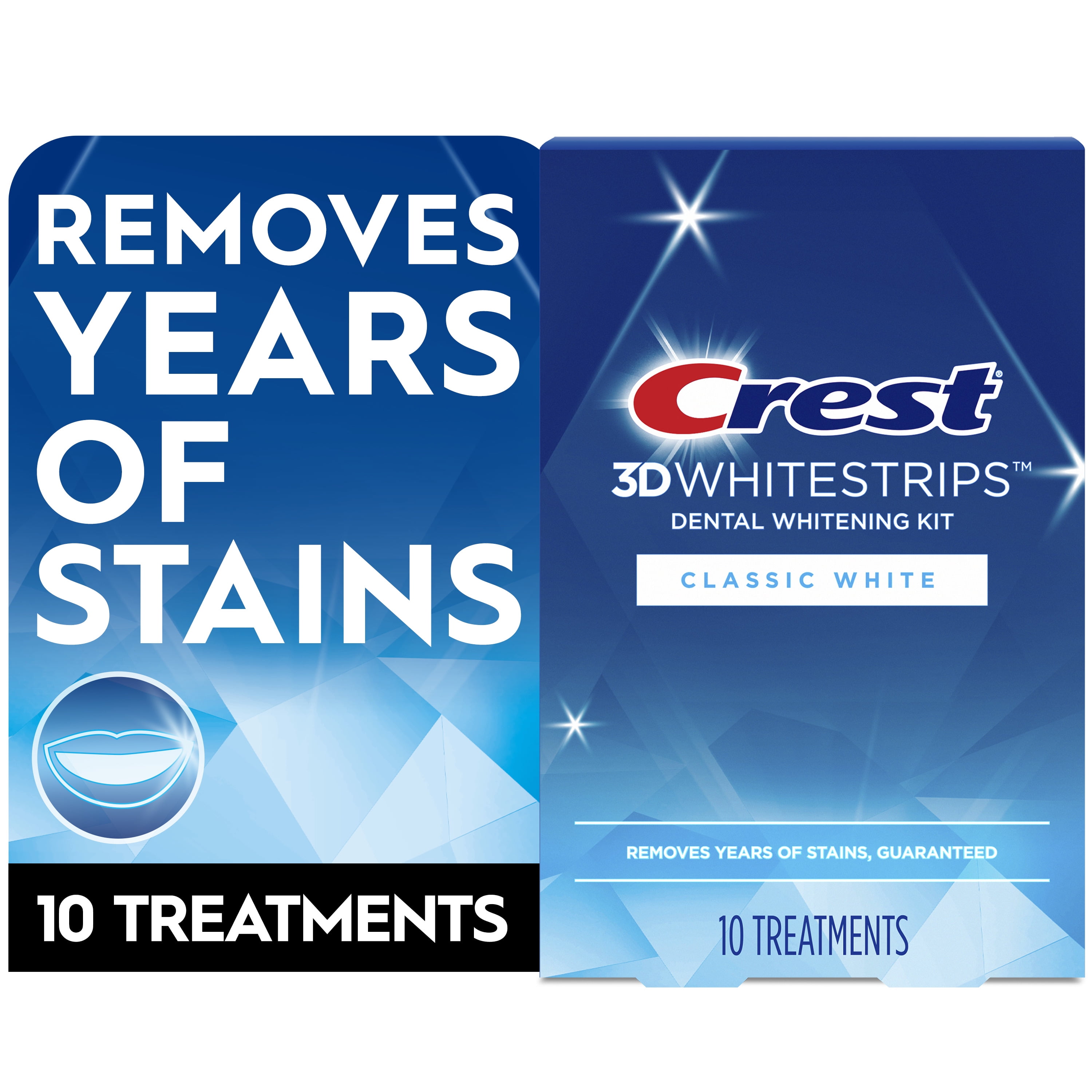 Crest 3D White Strips Classic White At Home Teeth Whitening Kit 10 Treatments