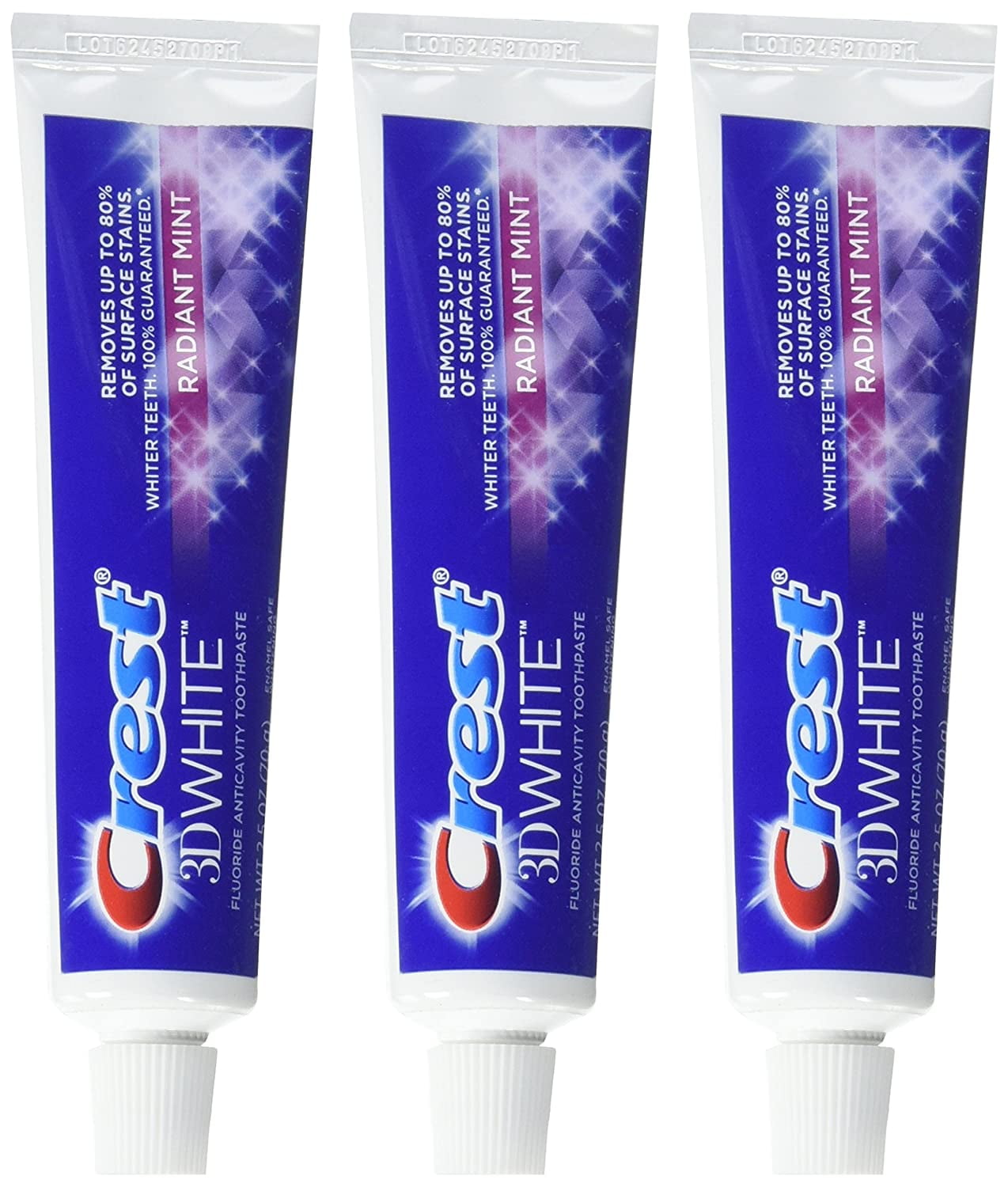 Crest 3D White Toothpaste Radiant Mint Pack of 3 Net Wt. 2.5 Oz