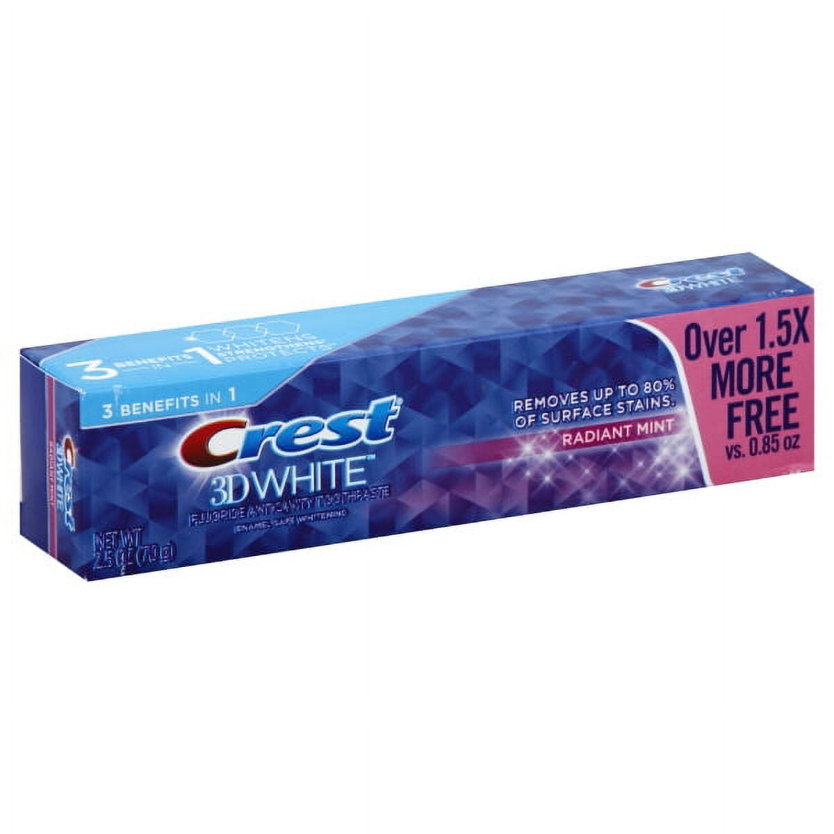 Crest 3D White Toothpaste Radiant Mint Pack of 3 Net Wt. 2.5 Oz