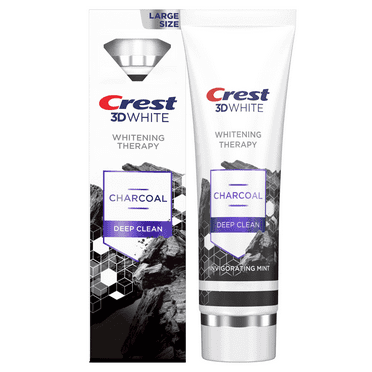 3D White Whitening Therapy Charcoal Deep Clean Invigorating Mint Teeth Whitening Toothpaste, 4.6 oz