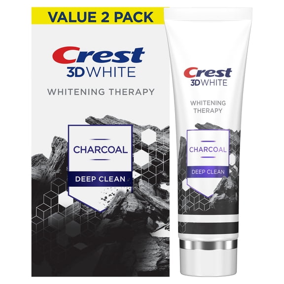 Crest 3D White Whitening Therapy Charcoal Deep Clean Invigorating Mint Toothpaste, 4.6 oz Pack of 2