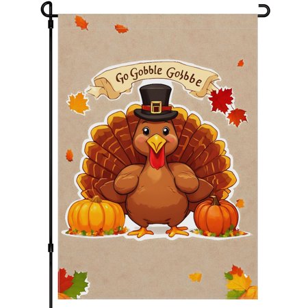 Thanksgiving Garden Flags for Front Door Farmhouse Balcony Backyard Versatile Thanksgiving Day Turkey Cute Yard Flags Cartoon Happy Thanskgiving Durable Camper Decorations 28x40 Inches