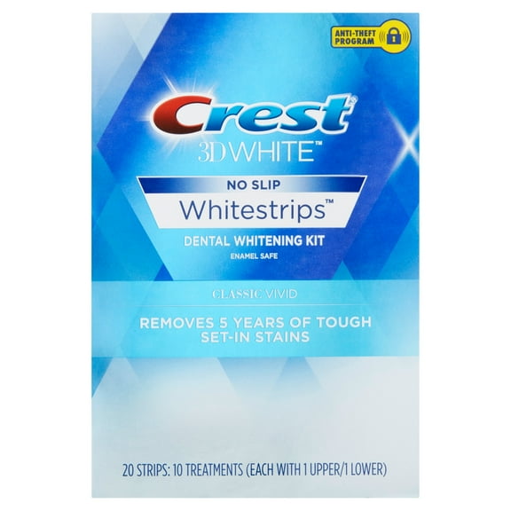 Crest 3D White Whitestrips Classic Vivid Teeth Whitening Kit, 10 Treatments