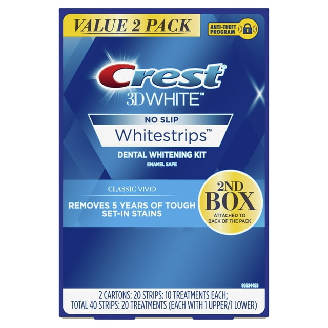 Crest 3D White Whitestrips Classic Vivid Teeth Whitening Kit, 20