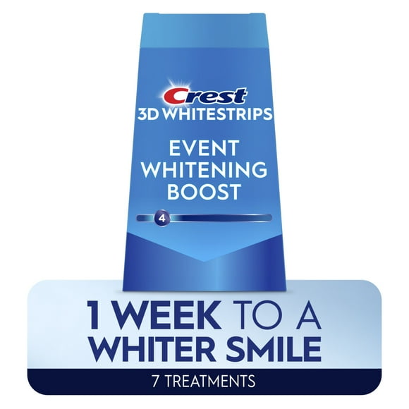 Crest 3DWhitestrips Event Whitening Boost At-Home Teeth Whitening Kit, 7 Treatments, 4 Levels Whiter