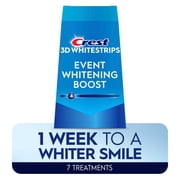 Crest 3DWhitestrips at Home Teeth Whitening, Event Whitening Boost, 4 Levels Whiter, 7 Treatments, 14 Strips
