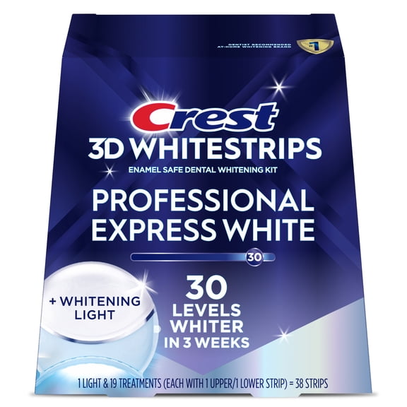 Crest 3DWhitestrips Professional Express Teeth Whitening Kit with Light, 19 Count