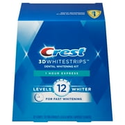 Crest 3D Whitestrips 1 Hour Express Dental Whitening Kit Levels 12 Whiter -20 Strips: 10 Treatments