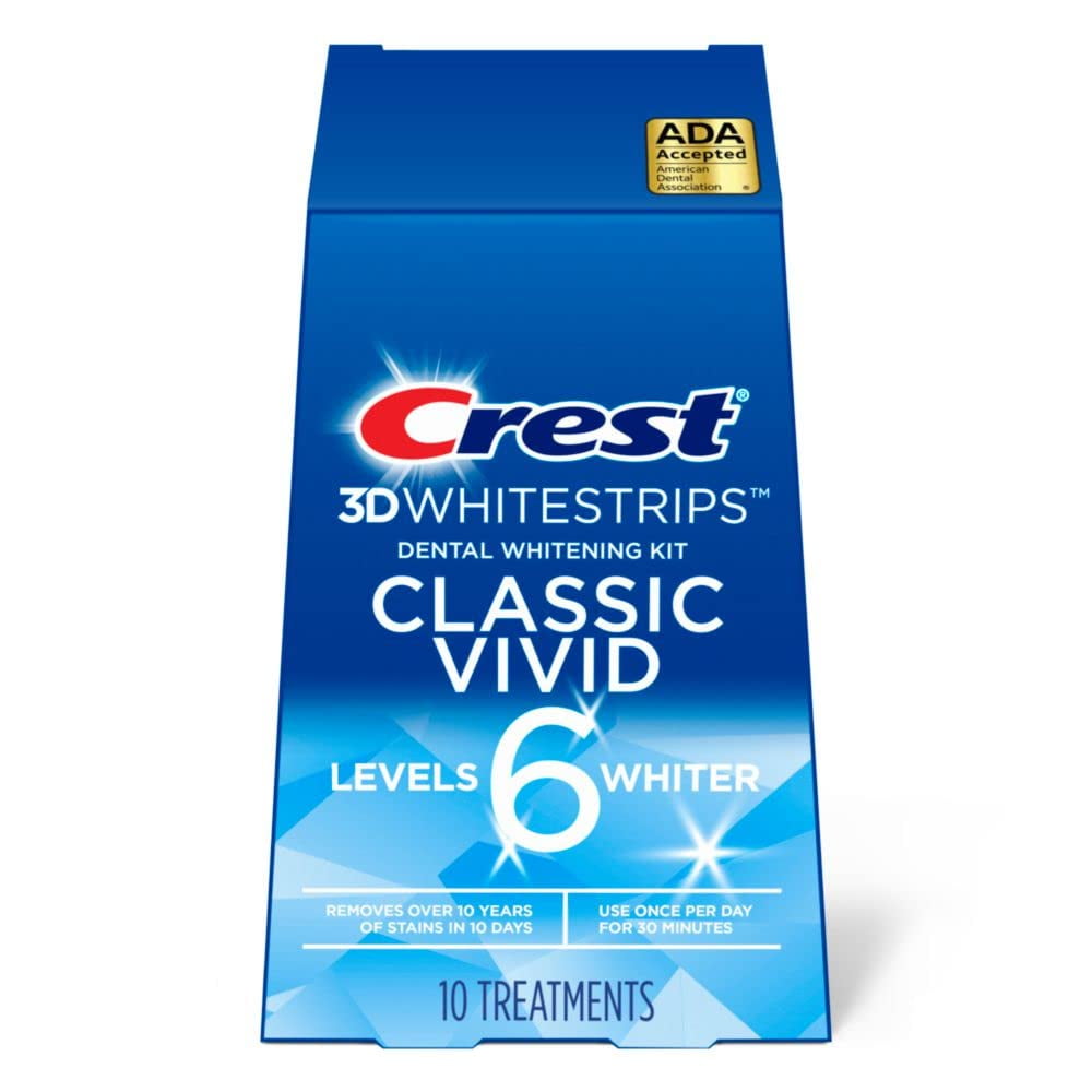 Crest 3D Whitestrips, Classic Vivid, Teeth Whitening Strip Kit, 20 Strips (10 Count Pack
