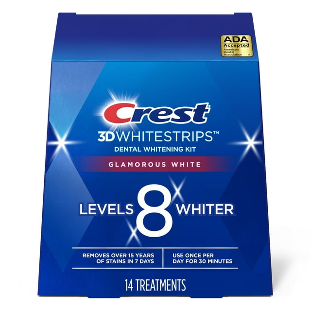 Crest 3D Whitestrips Glamorous White At-Home Teeth Whitening Kit, 14 ...