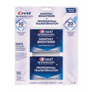 Crest 3D Whitestrips Professional Transformation Teeth Whitening Kit + Monthly Brightener, 30 Treatments, 60 Strips