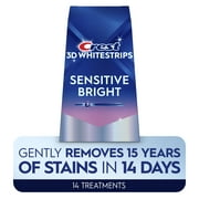 Crest 3D Whitestrips Sensitive Bright Teeth Whitening Kit for At-Home Use, 14 Treatments