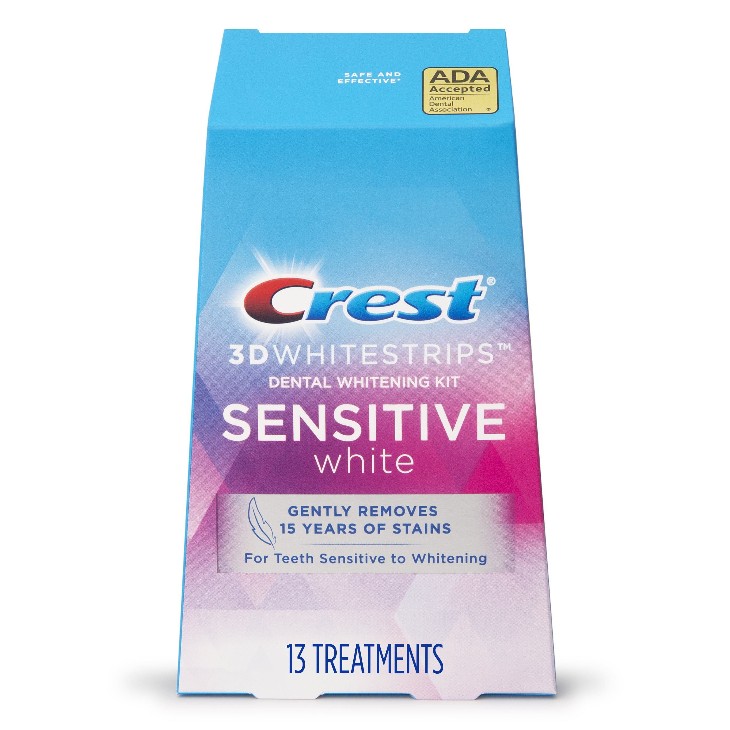 Crest 3D Whitestrips Sensitive White At home Teeth Whitening Kit 13 Treatments